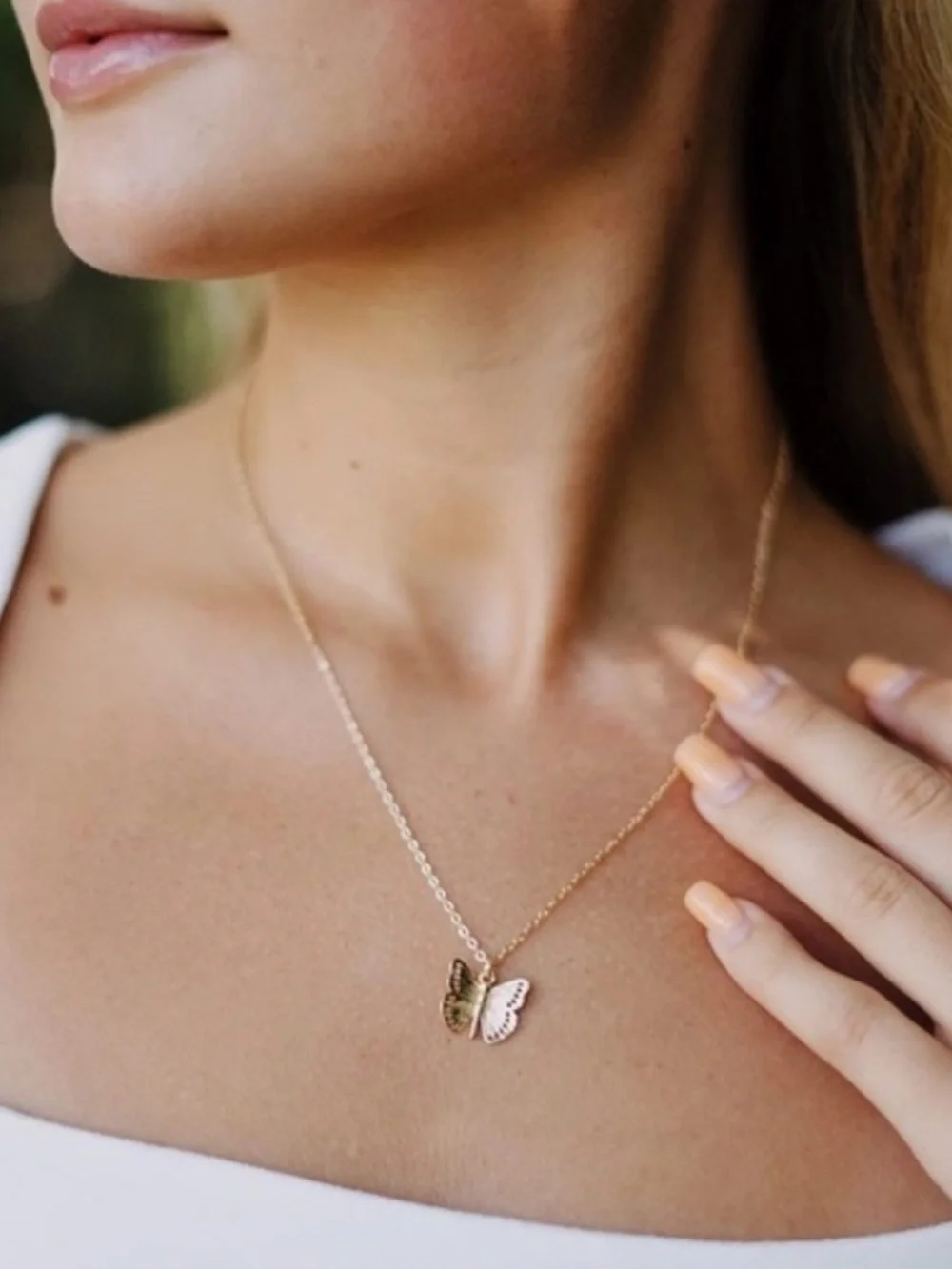 14k Gold Plated Butterfly Charm Chain Necklace